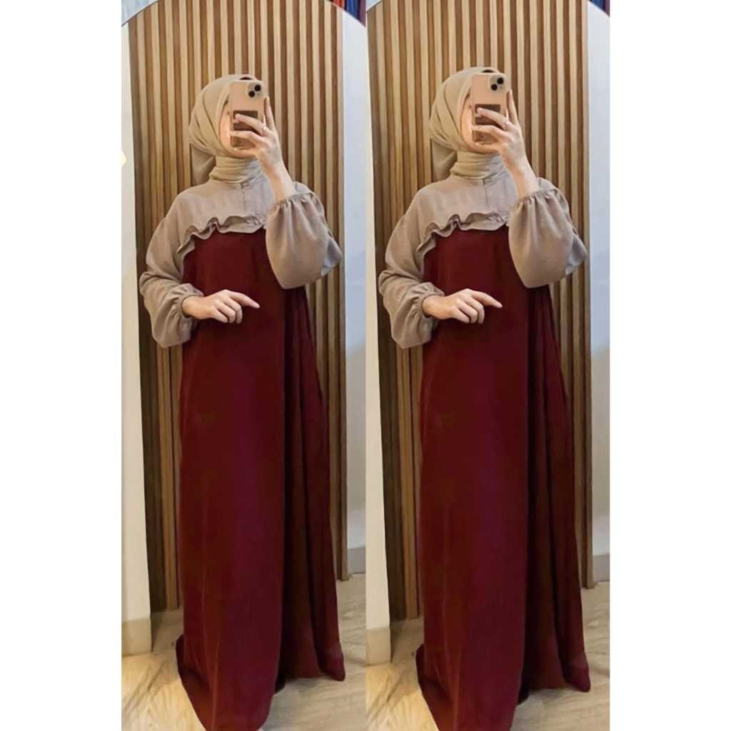 Gamis Syifa Cringkel Airflow Mix Shimmer Silk Free เข็มกลัดสวยๆ