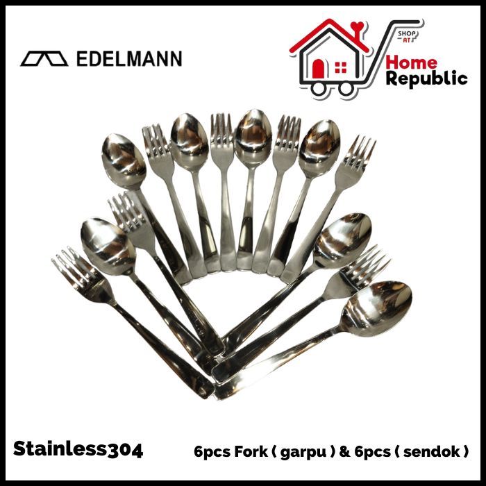 Edelmann ช้อนช้อนส้อมสแตนเลส 304 Sus 304