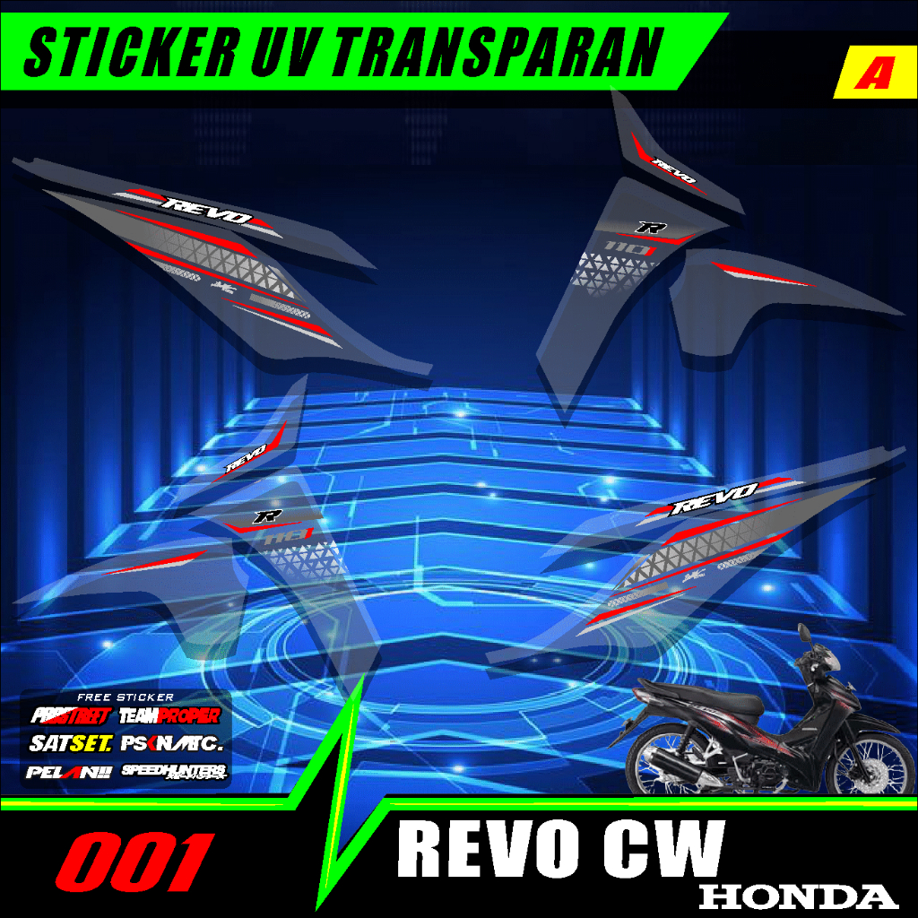 สติกเกอร์ใส ลายกราฟฟิค Honda REVO CW 001