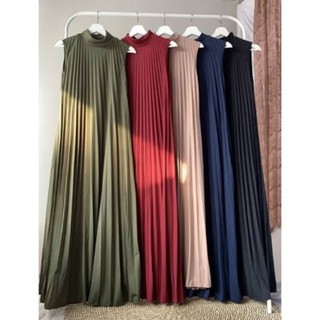 Inner Dress Plisket Premium - Dress Plisket Tanpa Lengan - Gamis Plisket Premium - Gamis Plisket Maxy - Gamis Plisket Yukensi - Gamis Plisket Tanpa Lengan