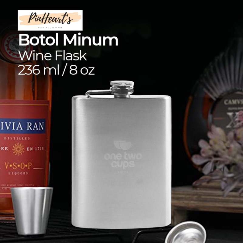 WHISKEY HIP FLASK STAINLESS STEEL ONE TWO CUPS WINE BIR ขวดดื่ม | กระติกน้ําสแตนเลส