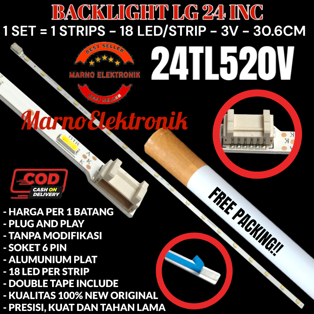 LG 24 INC LED STRIP TV BACKLIGHT 24TL520V 24TL520A 24TL520 BL โคมไฟ 3V 24 นิ้วต้นฉบับ