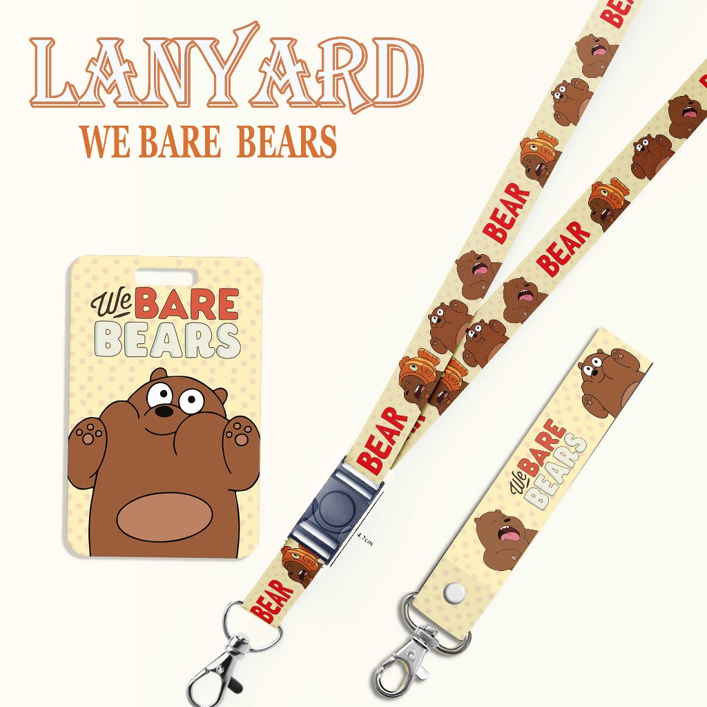 GANTUNGAN STRAP LANYARD Card HOLDER We Bare Bears Grizzly Panda Ice Bear พวงกุญแจ, โทรศัพท์มือถือ, บ