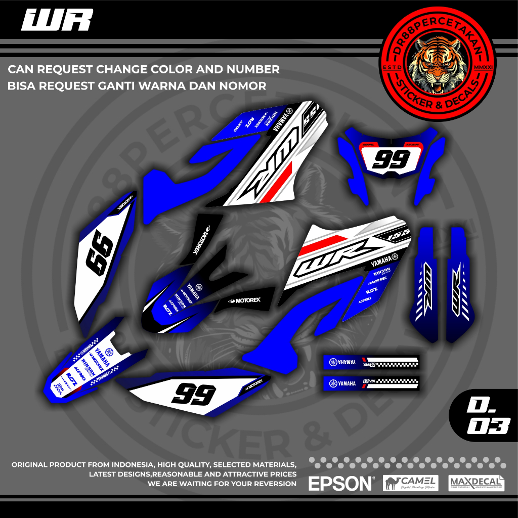 Wr155 Full Body Decal WR Supermoto Decal Variations Yamaha WR 155 R รถจักรยานยนต์ Decal สติกเกอร์อุป