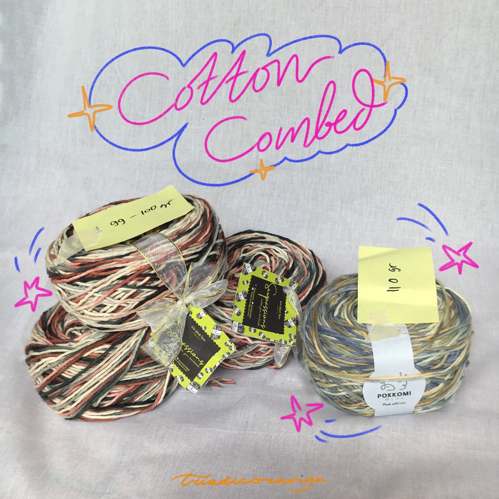 [2/9 CHOOSE JNT!] เส้นด้ายถัก Preloved - เส้นด้ายผ้าฝ้ายหวี เส้นด้ายถักย้อมด้วยมือ