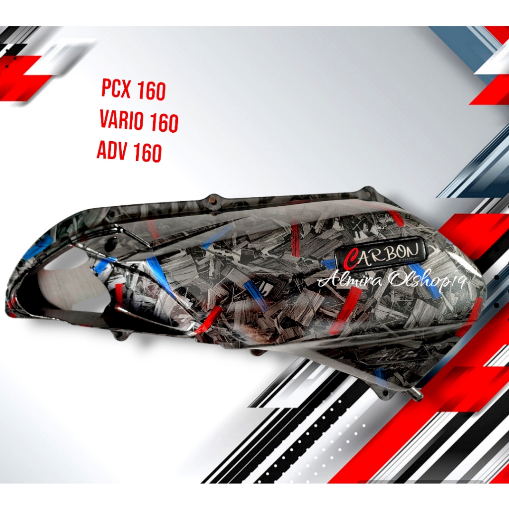 Forged Blue Red PCX/ADV/VARIO 160. ฝาปิดกรองคาร์บอนแบบจุ่ม