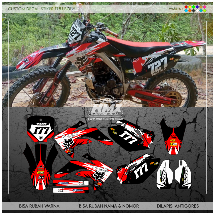 STABILO Hijau MERAH PUTIH HITAM Decal CRF 150 R FULLBODY (001) OLD CRF 150 สติ๊กเกอร์ DECALS BLACK RED, YELLOW, GREEN, DARK/LIGHT BLUE, GOLD/GOLD, PINK/PINK, ORN/PINK, LETEN/ORA, สีเทา, LETE, สีเทา, LETILOA, LETILOA, LETE, สีเทา, LETILO