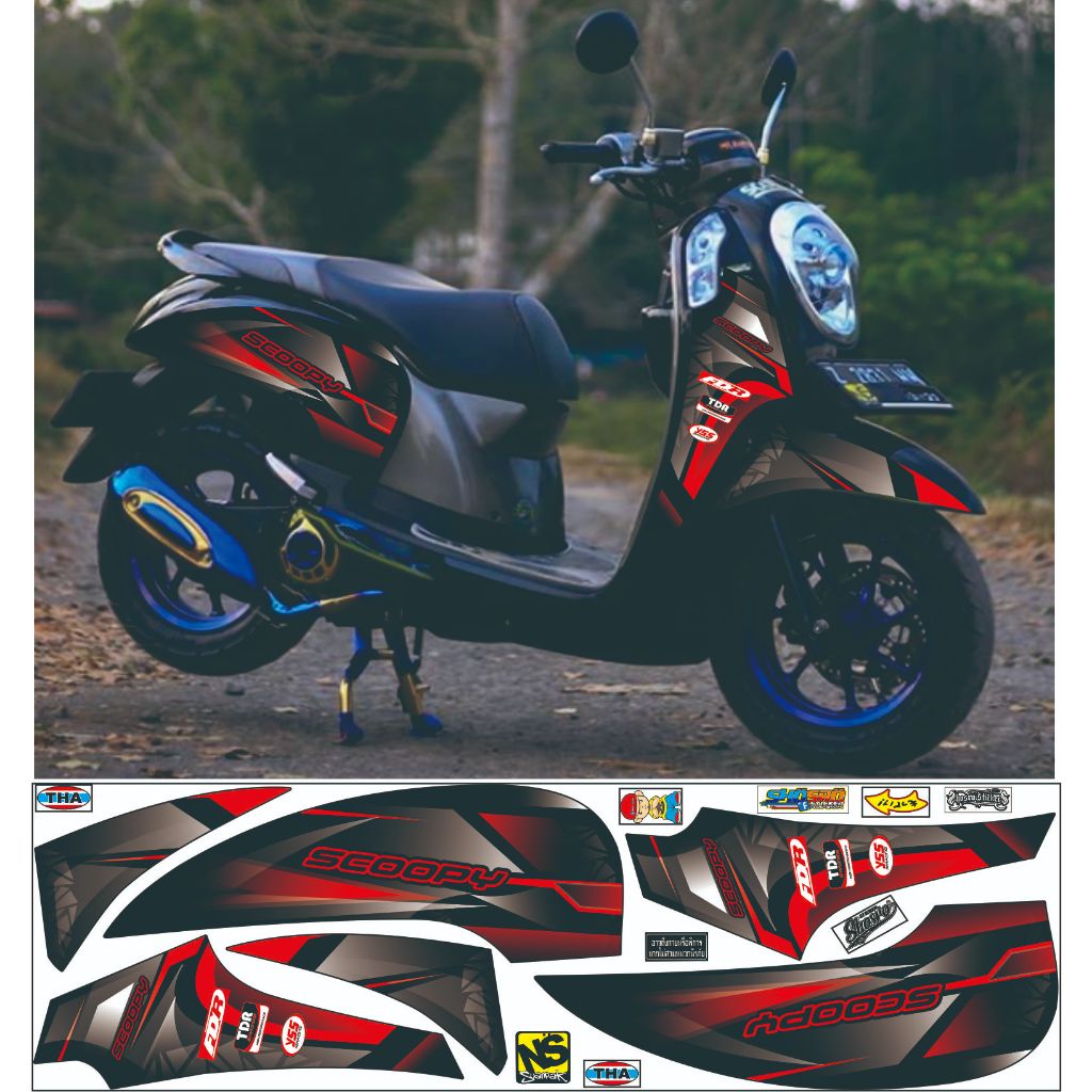 SCOOPY STRIPING 2013 ถึง 2016 สติ๊กเกอร์ MOTIF ที่กําหนดเอง