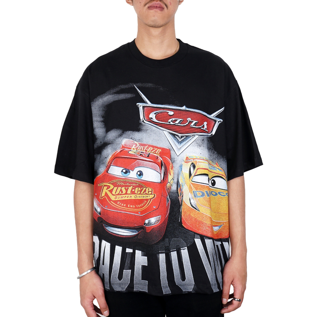 Kkontener Cars Lightnig McQueen เสื้อยืด Oversize สีดํา Kaos