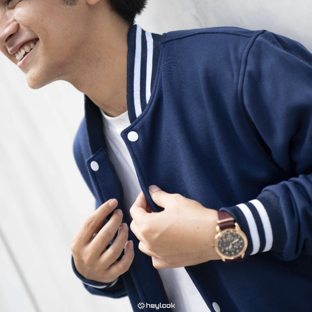 HEYLOOK Official - เสื้อแจ็คเก็ตตัวแทนสําหรับผู้ชาย, วัสดุขนแกะ, Distro Casual Baseball Model, เสื้อแจ็คเก็ตมอเตอร์ไซค์ผู้ชายสุดเท่ - รูปที่ 2