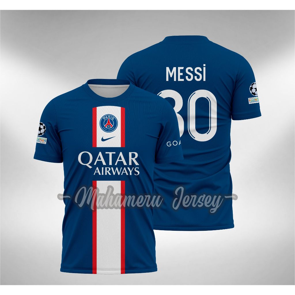 เสื้อกีฬาแขนสั้น ลายทีม Messi Paris SG Home 2022 2023