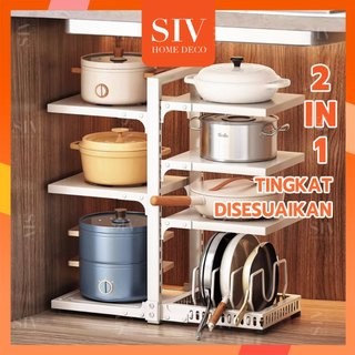 SIV Rak Panci Wastafel Dapur Di Bawah Rak Pot Susun Rak Dapur Stainless Steel (3/4/5 Tingkat)