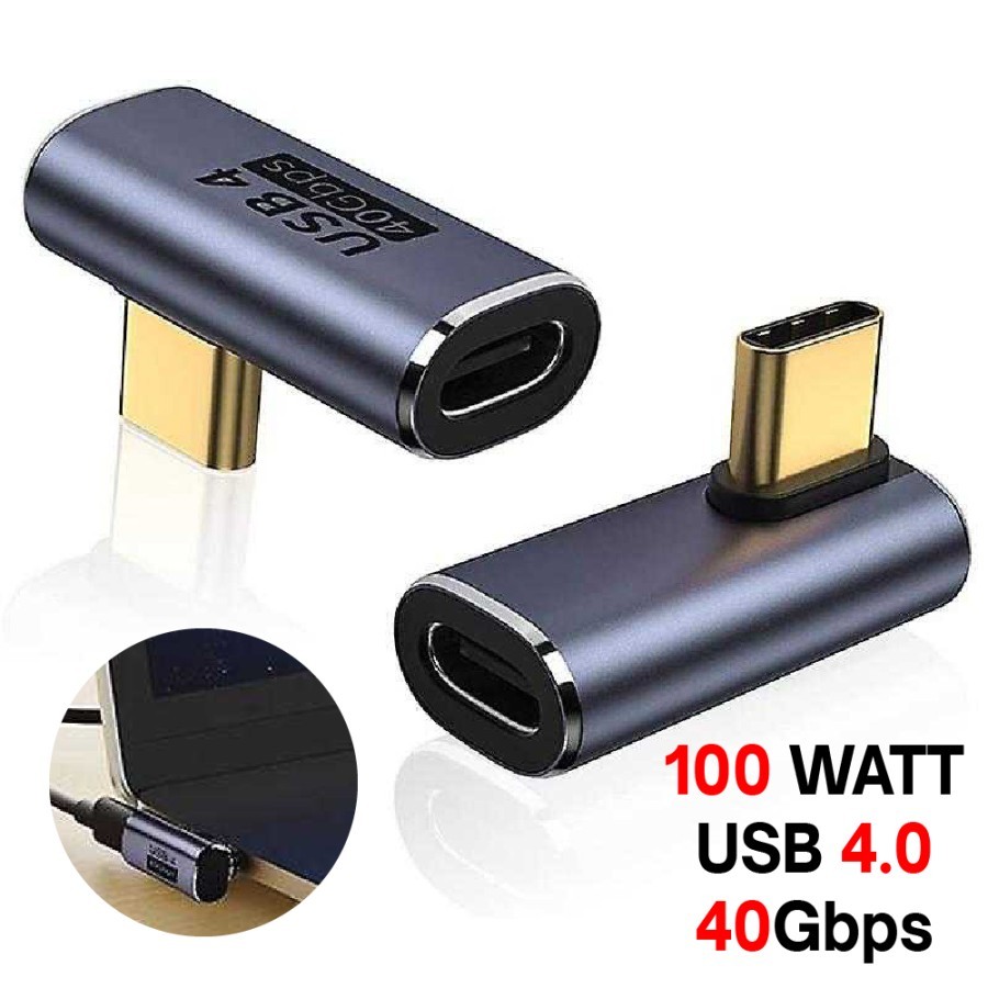 100W 40Gbps USB 4.0 SIDE TO 90 USB TYPE C TO TYPE C ADAPTER - C TO C
