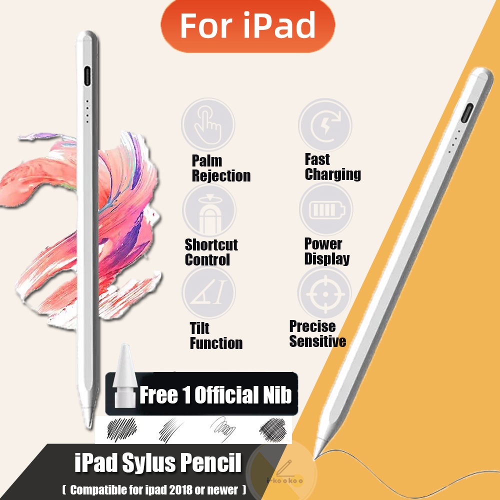 I-kookoo เปลี่ยนปากกาสไตลัส iPad สําหรับ Apple Pencil 2 พร้อมการปฏิเสธฝ่ามือสําหรับ iPad Pro 11/12.9