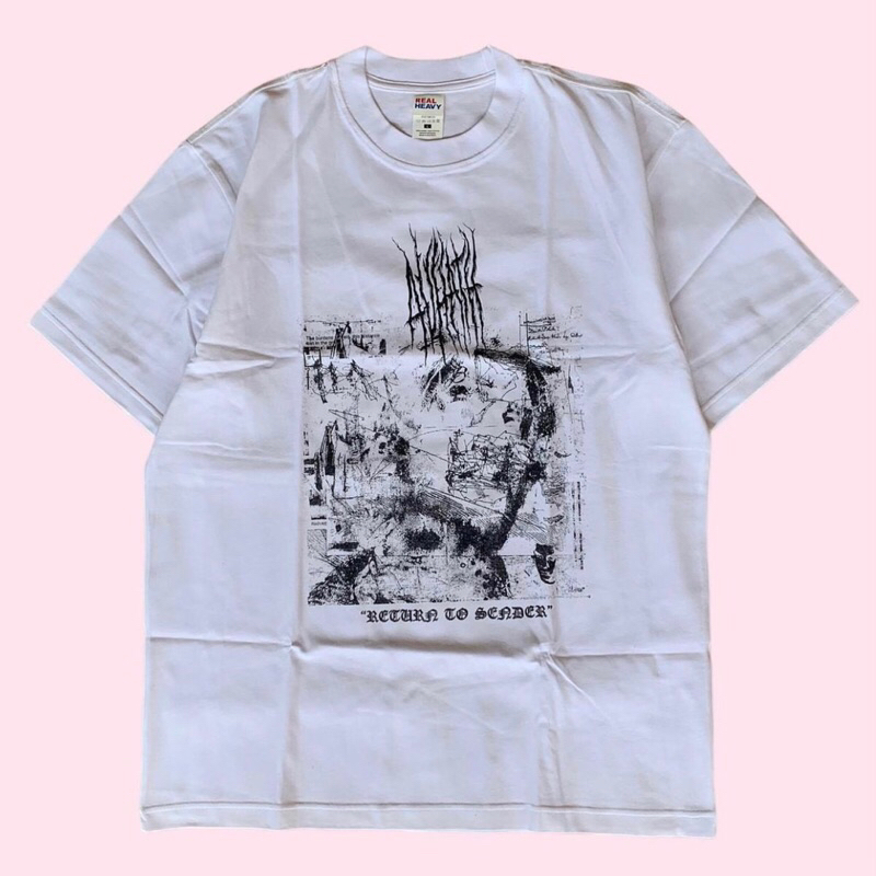 เสื้อยืด Avhath - REALM DISTESSED White Cotton combad 24s เสื้อยืดวง Avhath หนา