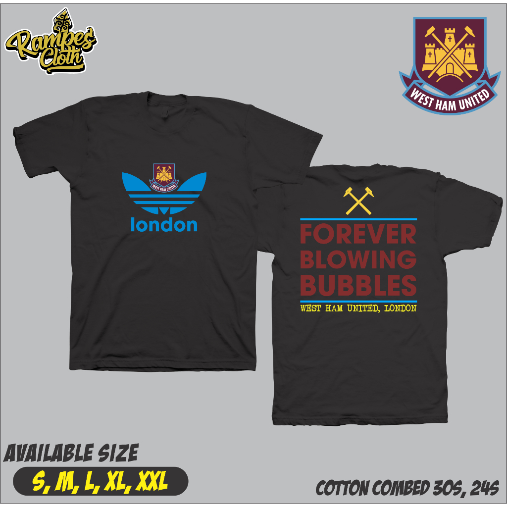 เสื้อยืด WEST HAM UNITED Distro เสื้อยืด West Ham เสื้อยืดผ้าฝ้าย Combed Premium 30s R666