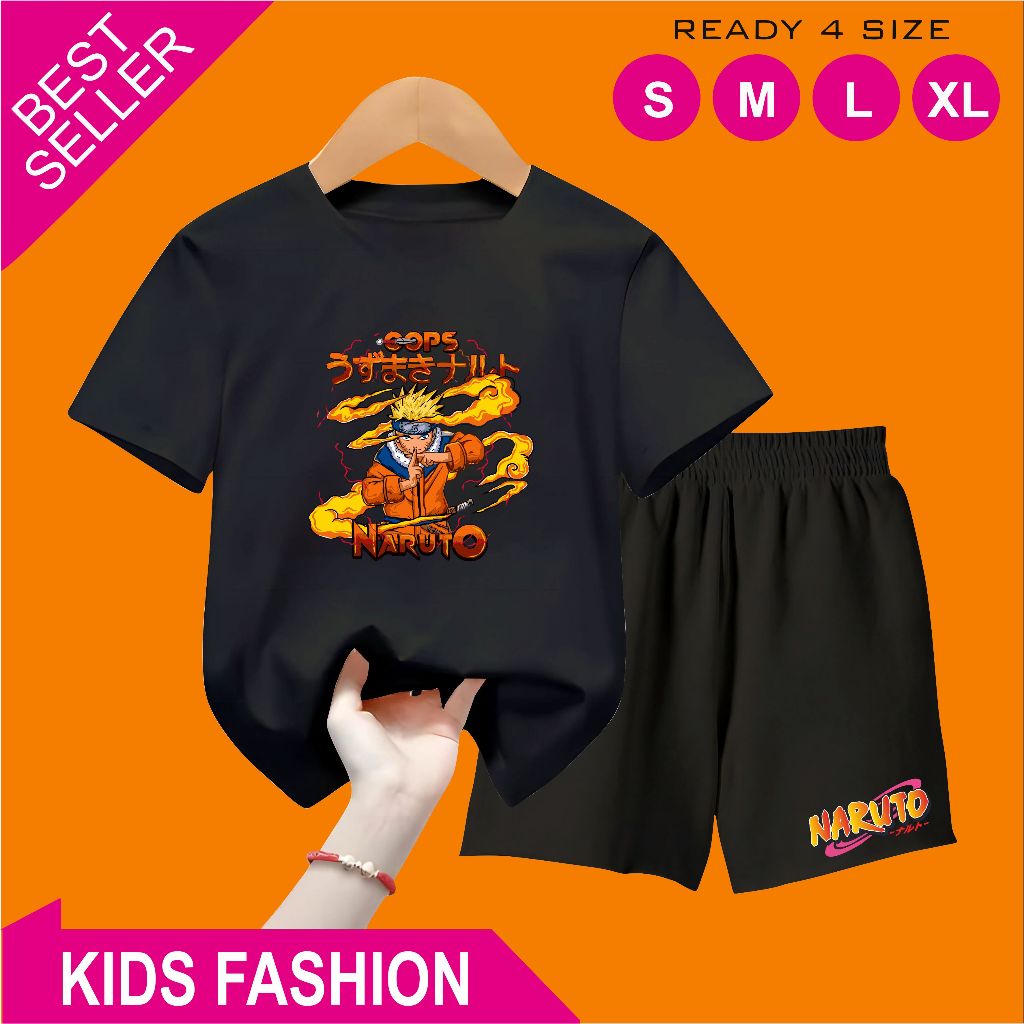 กางเกงขาสั้นเด็ก Set 5-15 Years Old Oops Naruto Motif