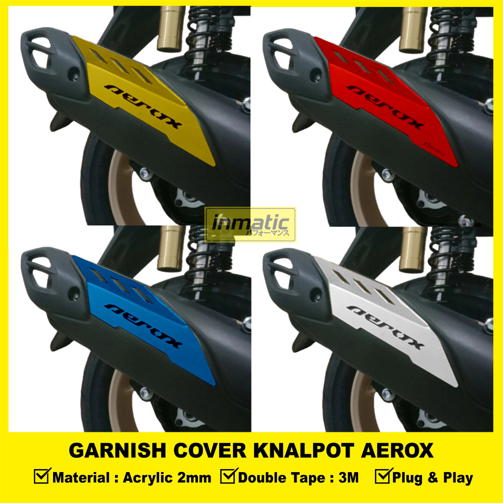 Inmatic - AEROX 155 กระจกโครเมียม ฝาครอบท่อไอเสียสแตนเลส วัสดุอะคริลิค Garnish