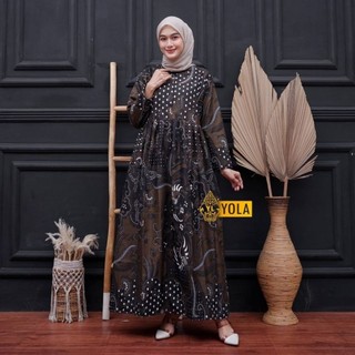 gamis batik terlaris dengan bhan yang halus ukuran LD 104cm-120cm  panjang 140cm