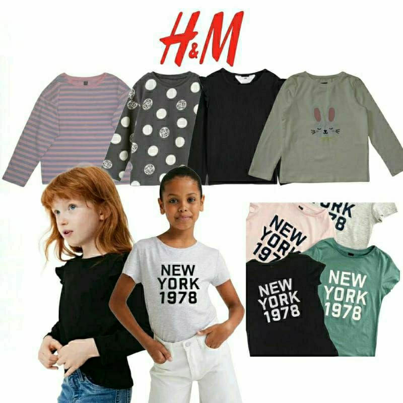 H&M ชม.&ม.&M เสื้อยืด Shortslevee & เสื้อยืดแขนสั้นเด็กผู้หญิง / Hnm แขนยาว & สาวแขนยาว (1,5-20Y)