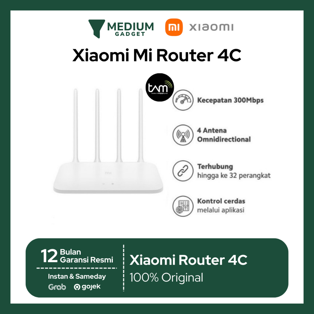 Xiaomi Mi Router 4C Smart Modem WiFi Wireless 300Mbps การรับประกันอย ่ างเป ็ นทางการ