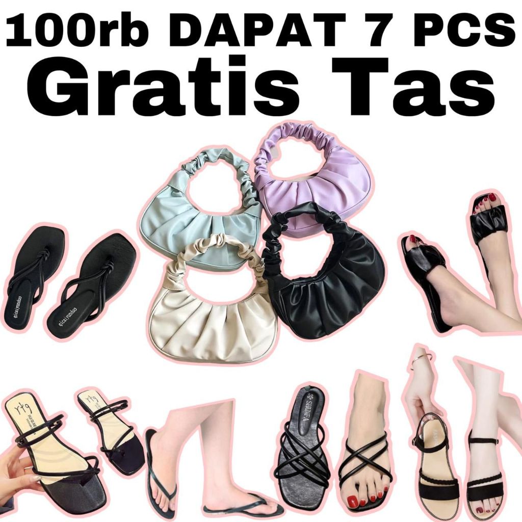7 ชิ้นรองเท้าแตะและกระเป๋า SAVING PACKAGE IDR 100,000 MH15