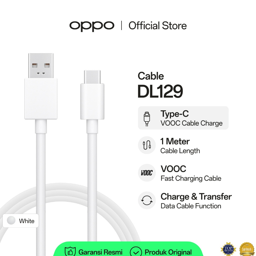 สาย DIRECT ATC OPPO VOOC TYPEC DL129 สีขาว