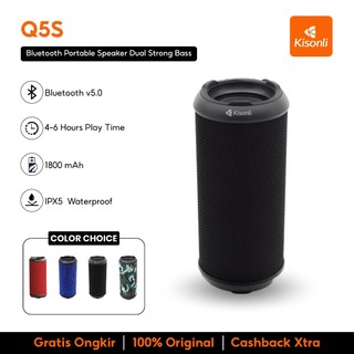 KISONLI Speaker Bluetooth Portable Q5S Dual Bass Support FM Radio, TF, AUX