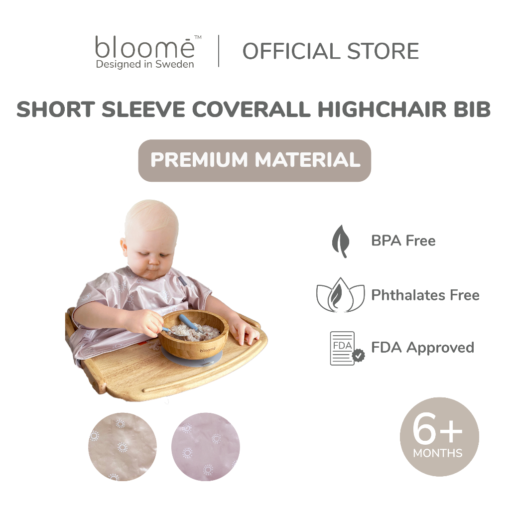BLOOME – Short Coverall Bib High Chair สําหรับเด็กทารกเด็กวัยหัดเดินและเด็ก | ผ้ากันเปื้อนเสื้อผ้ากั