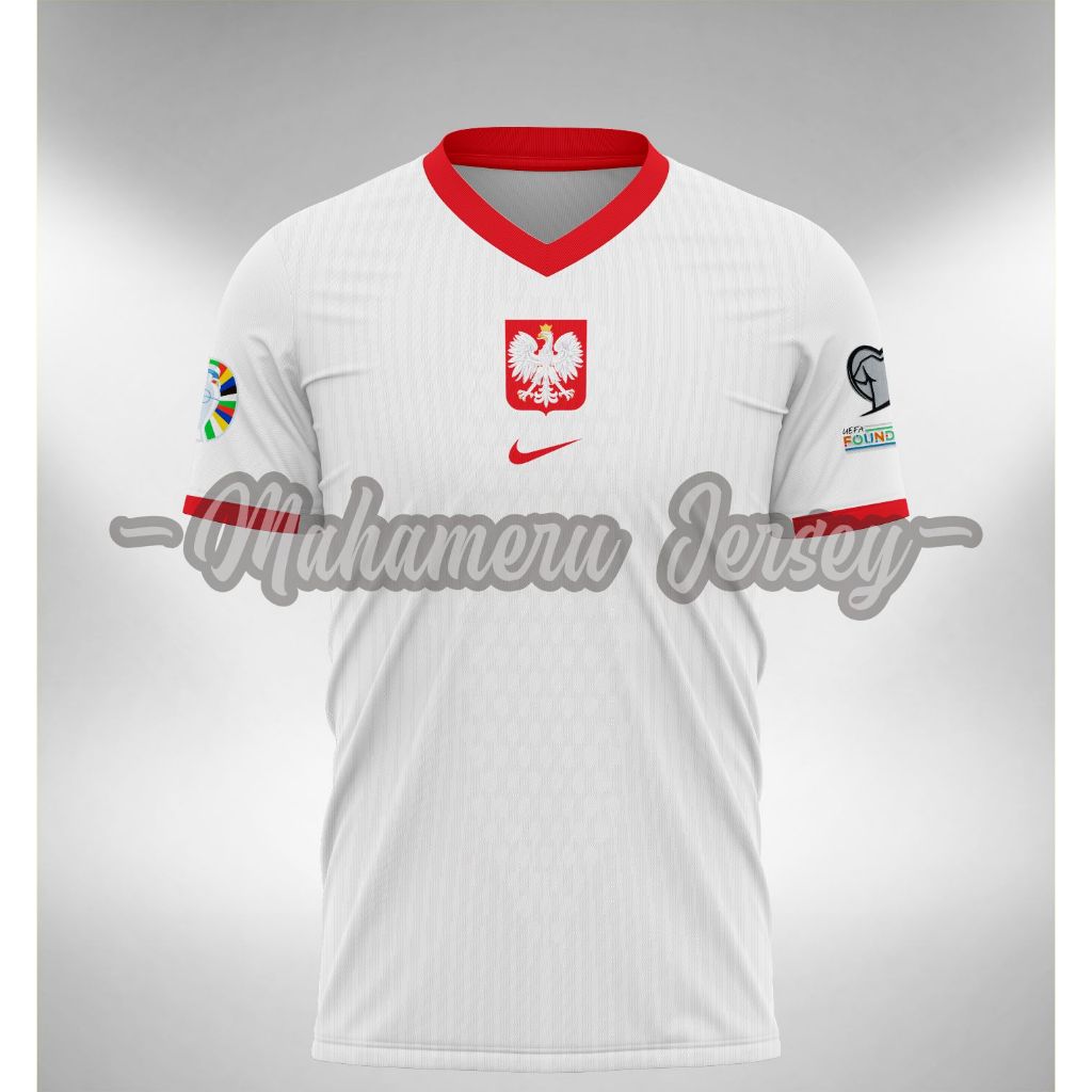 เสื้อกีฬาแขนสั้น ลายทีมชาติโปแลนด์ ยูโร 2024