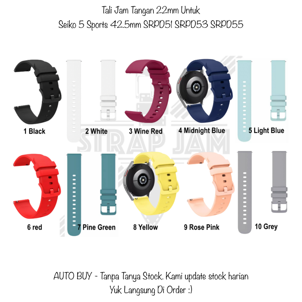 Pwk สายนาฬิกาข้อมือยางซิลิโคน ยืดหยุ่น สําหรับ Seiko 5 Sports Watch Strap 42.5 มม. SRPD51 SRPD53 SRPD55 22 มม.