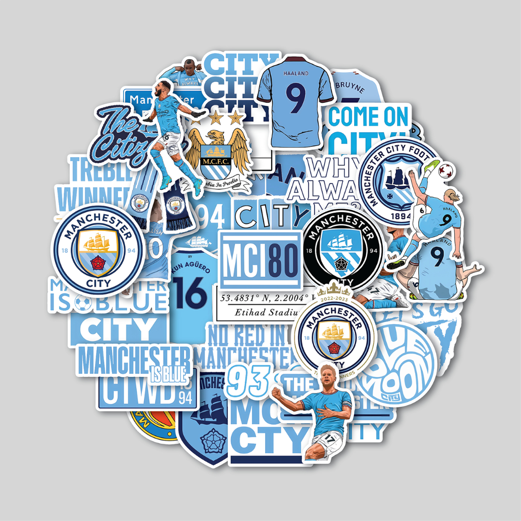 แพ็คสติ๊กเกอร์ MANCHESTER CITY | สติ๊กเกอร์แก้วน้ํา | สติ๊กเกอร์แล็ปท็อปสําหรับกระเป๋าเดินทางและหมวกกันน็อค
