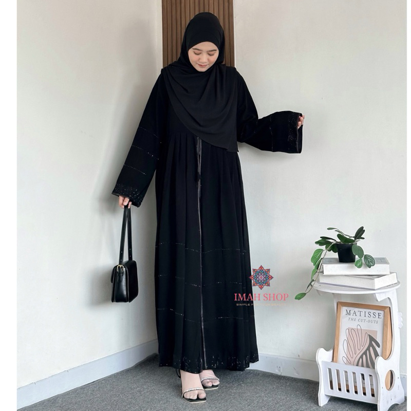 Gamis ตุรกี Abaya Haura Swarovski ดูไบซาอุดี Gamis ชุดมุสลิมพิเศษ Imah Shop ล่าสุดเสื้อผ้ามุสลิมขาย 857