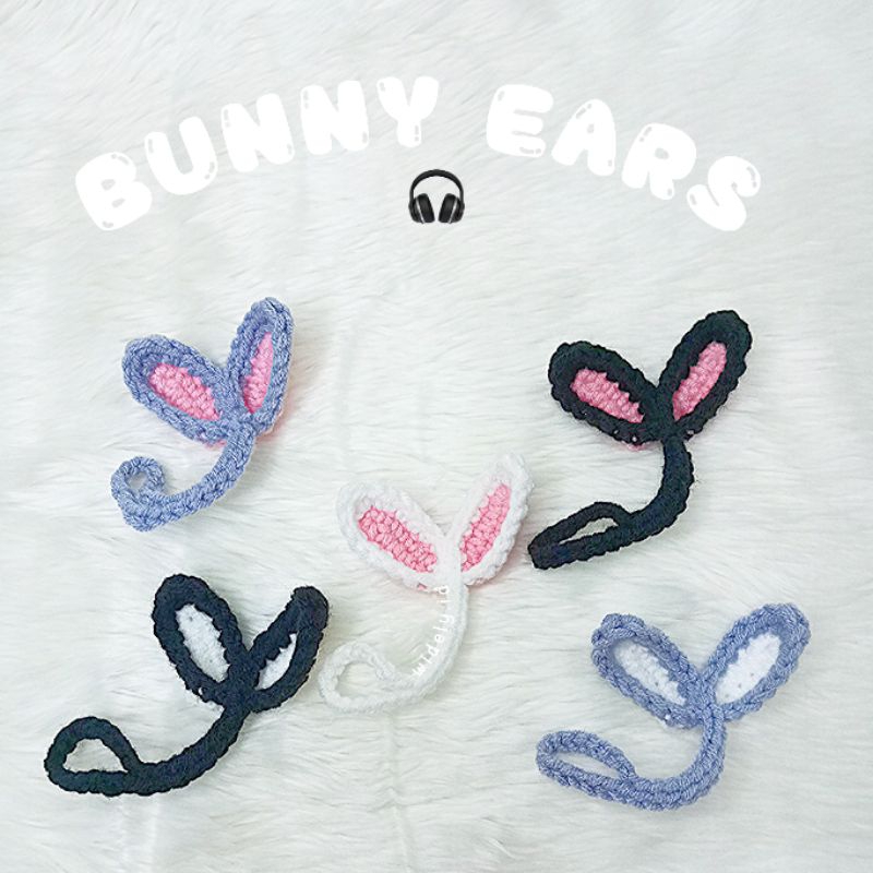 RABBIT BUNNY EARS CROCHET | KNITTED RABBIT EARS (ตกแต่งหูฟัง)