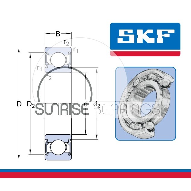 แบริ ่ งบอลร ่ องลึก SKF 6009 2RS/C3