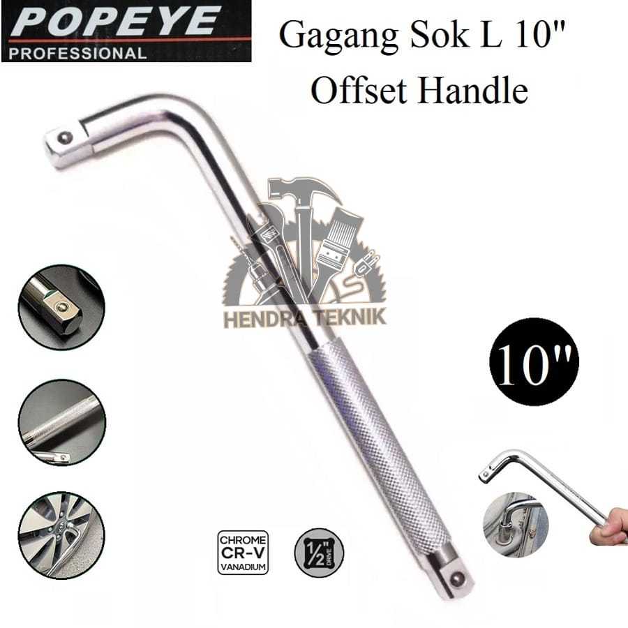 LBAR 10 DIM 25CM CHROME VANADIUM L-SOCKET HANDLE 1/2" X 10 INCH CROM 250MM L-SOCKET HANDLEBAR 10 IN