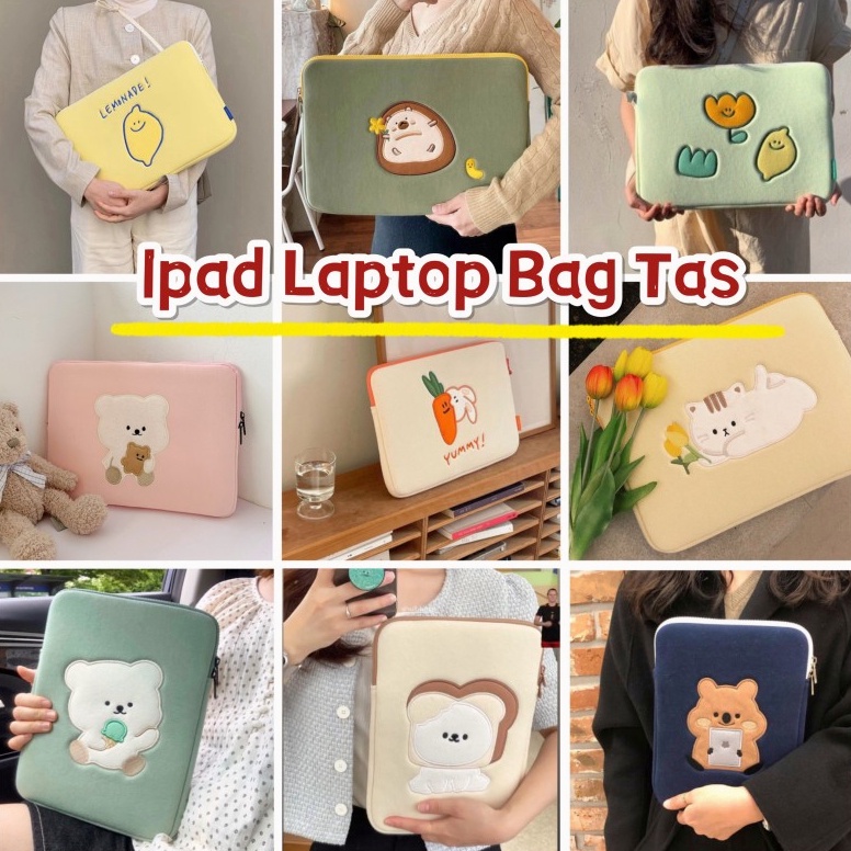 กระเป๋าใส่แล็ปท็อป และ Ipad กันกระแทก ปักลาย สไตล์เกาหลี สําหรับ Mac air 1 11 13 14 156 นิ้ว