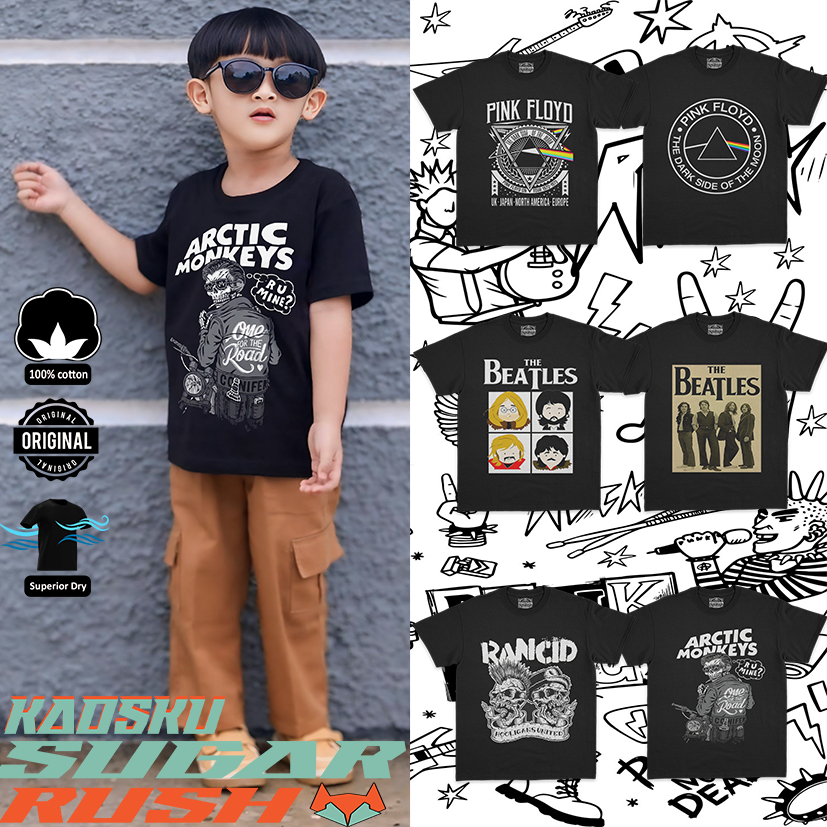 เสื้อยืดเด็ก The beatles, วงดนตรีโลหะ, เสื้อยืดเด็ก pinkfloyd, สําลี distro 30s