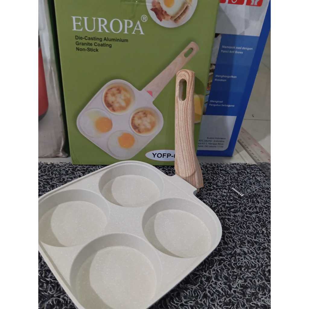 กระทะทอด 4 หลุมไข่เจียว Europa / Frypan Hole 4 Teflon Europa / เนื้อหาเทฟลอน 4 Luban Europa / กระทะไ