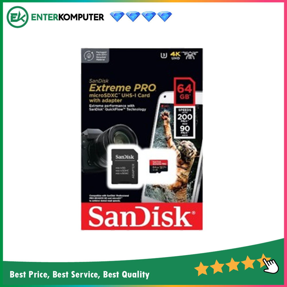 Sandisk MicroSDXC Extreme Pro 64GB U3 A2 4K V30 - SDSQXCU-064G