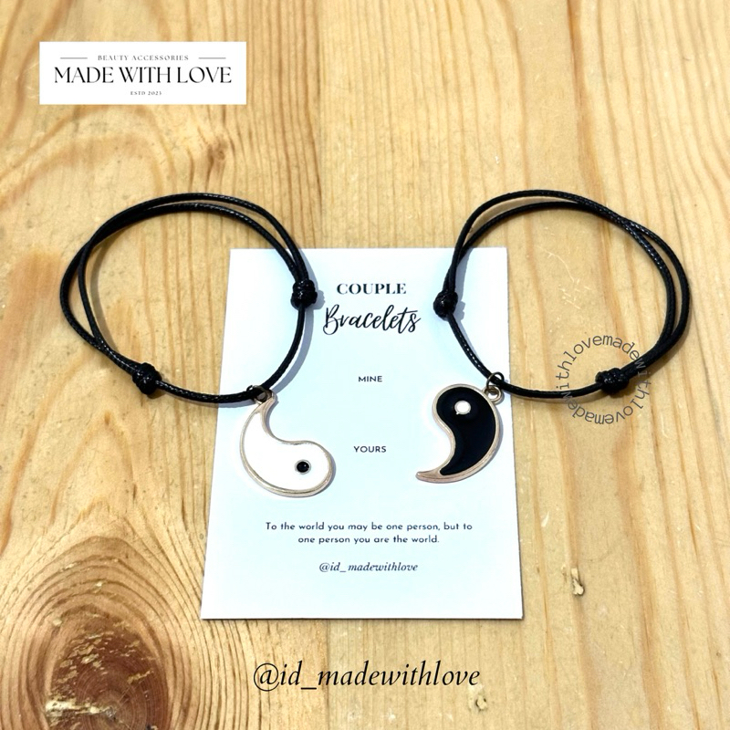 YIN YANG COUPLE PENDANT BRACELET | สร้อยข้อมือคู่รัก | กําไลข้อมือคู่รัก | ID_MADEWITHLOVE | MWL08