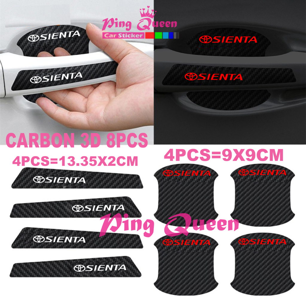 8 ชิ้น SIENTA รถ HANDLE STICKER สติกเกอร์ป้องกัน TOYOTA SIENTA มือจับประตูรถยนต์