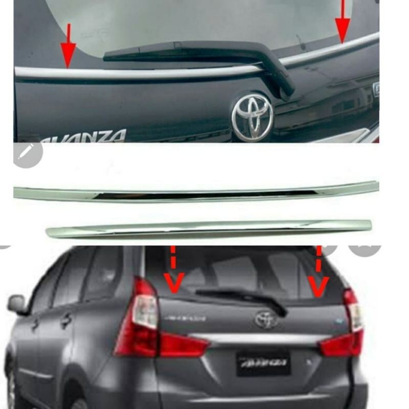 LIST คิ้วกระจกท้ายรถสําหรับ toyota all new avanza / veloz / xenia 2012 ถึง 2021 2013 2014 2015 2016 2017 2018 2019 2020 chrome chrome type EG grand great barong facelift
