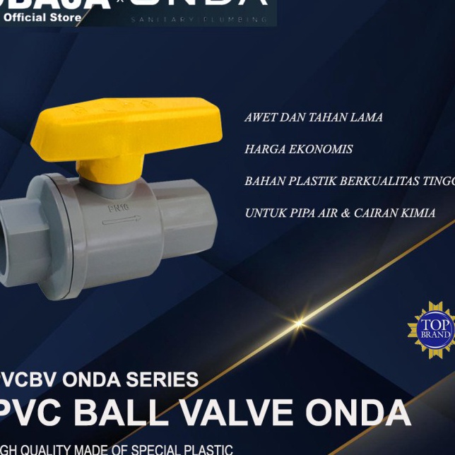 Cyl Onda Stop Faucet PVCBV 34 ธรรมดา PVC ไม ่ มี Drat Ball Valve PVCBV 34