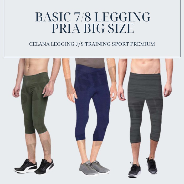 Oppa Style Shop BASIC 7/8 LEGGINGS FOR MEN 7/8 TRAINING SPORT LEGGING PANTS