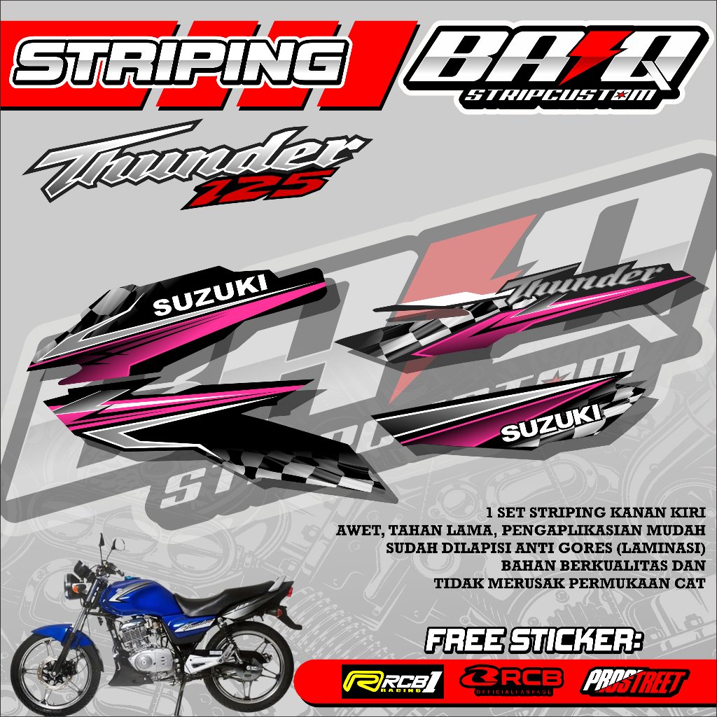 สติ๊กเกอร์ SUZUKI THUNDER 125 STRIPING - สติ๊กเกอร์ SUZUKI THUNDER 125 STRIPING SIMPLE LIST MOTIF
