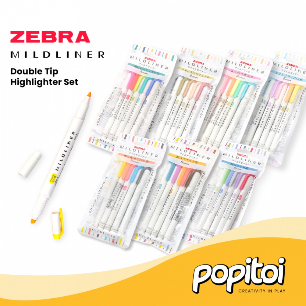 รหัส L7Q7 Zebra Mildliner SET Double Tip Highlighter Pastel Marker
