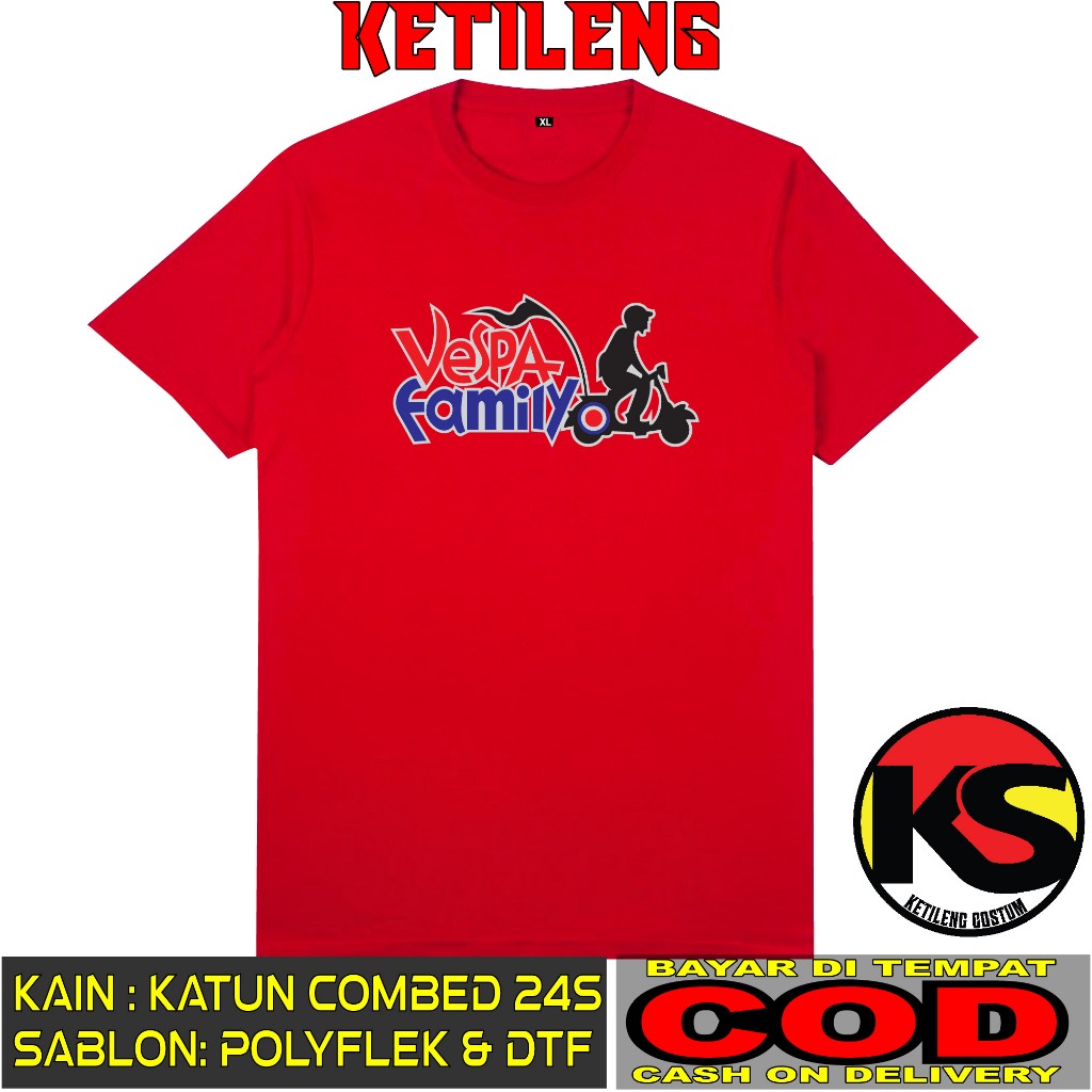 VESPA FAMILY D6 เสื้อยืด, THICK 24S COMBED COTTON MATERIAL, เสื้อยืด DISTRO, เสื้อยืด COOL