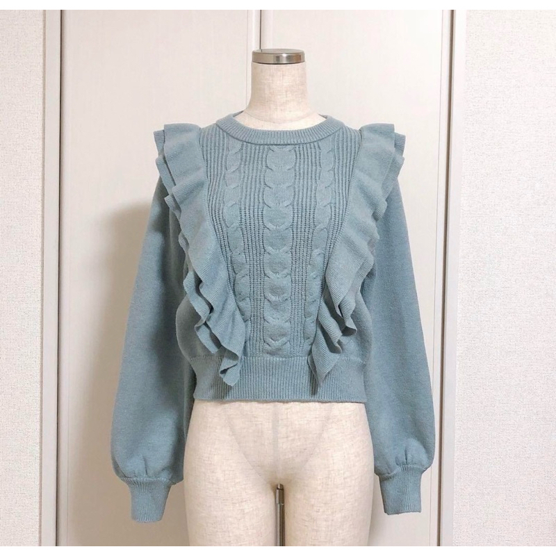 RUFFLE SAGE INGNI GRL RARE ITEM CARDIGAN SWETER RUFFLE