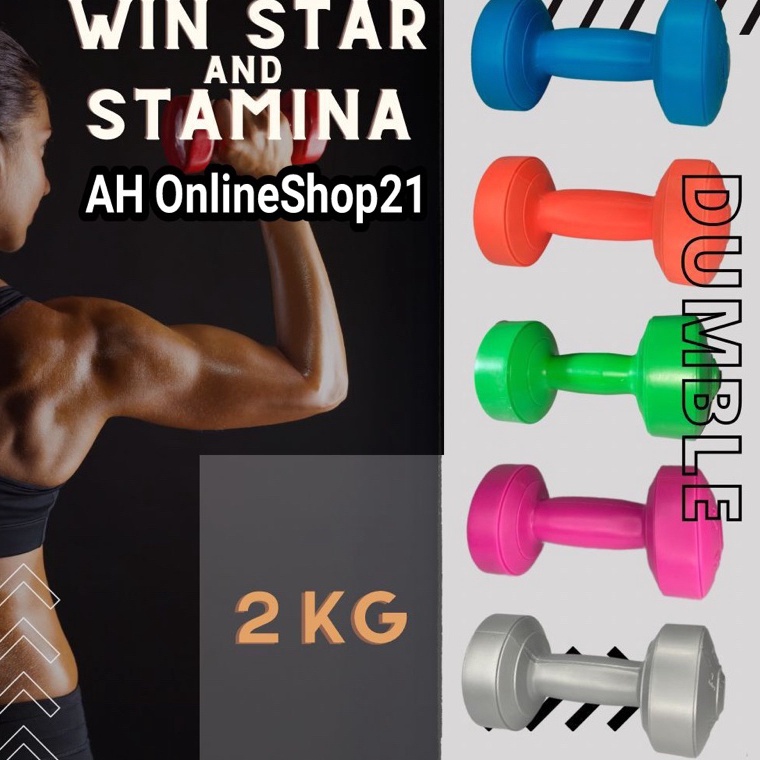 ราคาที่ถูกที่สุด Dumble Double Barbell Plastic Dumble Vinyl Dumble Neoprene 2kg 2kg Win Star